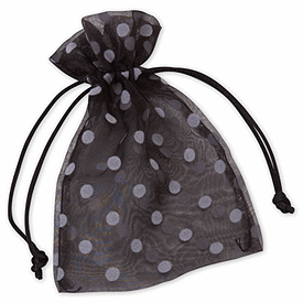 Black Polka Dot Organdy Bags, 4 x 6