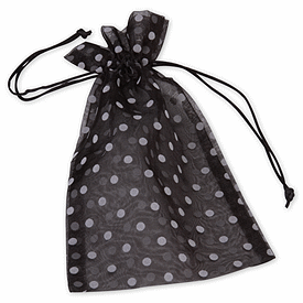 Black Polka Dot Organdy Bags, 6 x 10