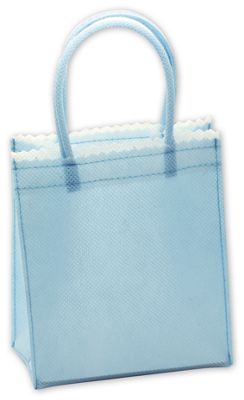 Light Blue Non-Woven Mini Tote Bags, 5 x 2 1/2 x 5' - Gifts Baskets Wholesale Supplies Shop