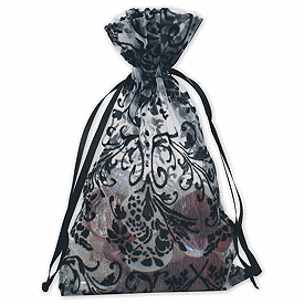 White Damask Organza Bags, 4 x 6