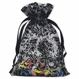 White Damask Organza Bags, 5 x 7