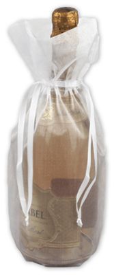White Sheer Organza Wine Bags, 6 1/2 x 15' - Gifts Baskets Wholesale Supplies Shop
