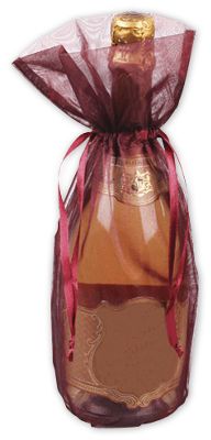 Burgundy Sheer Organza Wine Bags, 6 1/2 x 15' - Gifts Baskets Wholesale Supplies Shop