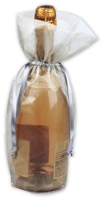 Silver Sheer Organza Wine Bags, 6 1/2 x 15' - Gifts Baskets Wholesale Supplies Shop