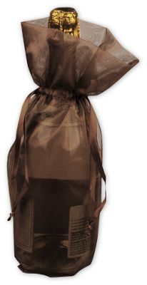 Chocolate Sheer Organza Wine Bags, 6 1/2 x 15' - Gifts Baskets Wholesale Supplies Shop