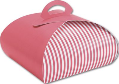 Pink with White Stripes Bake Away Carriers, 10x10x4 1/2' - Gifts Baskets Wholesale Supplies Shop