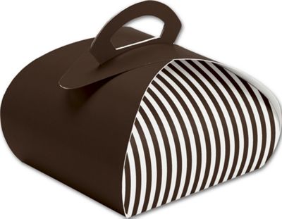 Brown with White Stripes Bake Away Carriers, 7 x 7 x 4' - Gifts Baskets Wholesale Supplies Shop