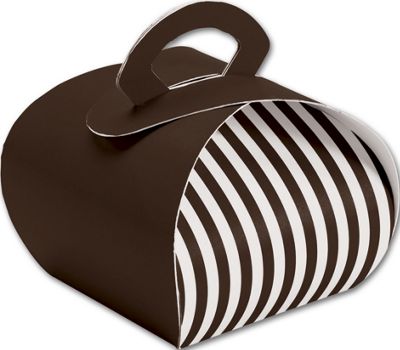 Brown with White Stripes Bake Away Carriers, 4 x 4 x 3 1/2 - Gifts Baskets Wholesale Supplies Shop
