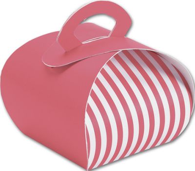 Pink with White Stripes Bake Away Carriers, 4 x 4 x 3 1/2' - Gifts Baskets Wholesale Supplies Shop