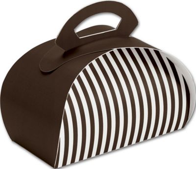 Brown with White Stripes Bake Away Carriers, 8 x 4 x 3 1/2 - Gifts Baskets Wholesale Supplies Shop