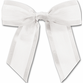 White Pre-Tied Organza Bow, 4 1/2