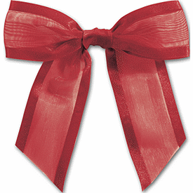Red Pre-Tied Organza Bow, 4 1/2