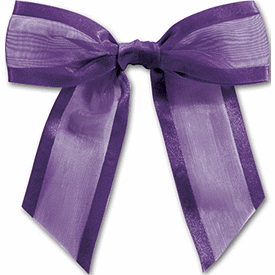 Purple Pre-Tied Organza Bow, 4 1/2