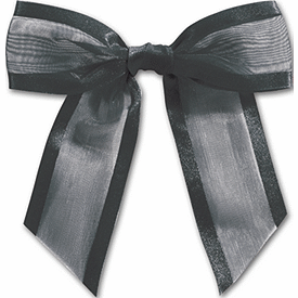 Black Pre-Tied Organza Bow, 4 1/2