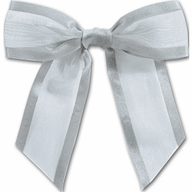 Silver Pre-Tied Organza Bow, 4 1/2