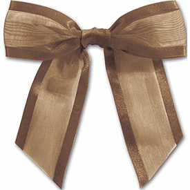 Chocolate Pre-Tied Organza Bow, 4 1/2