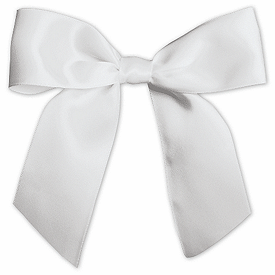 White Pre-Tied Satin Bows, 7/8
