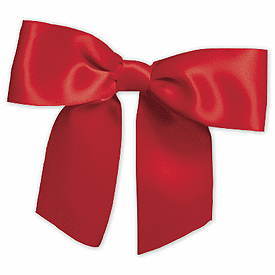 Red Pre-Tied Satin Bows, 7/8