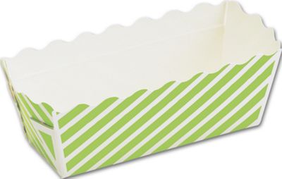 Green Stripes Mini Loaf Baking Pans, 3 1/10x1 1/5x1 2/5' - Gifts Baskets Wholesale Supplies Shop