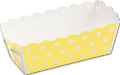 Yellow Polka Dot Mini Loaf Baking Pans, 3 1/10x1 1/5x1 2/5 - Gifts Baskets Wholesale Supplies Shop