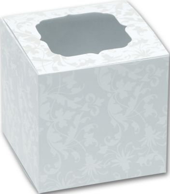 Pearl Flourish Cupcake Boxes, 3 x 3 x 3' - Gifts Baskets Wholesale Supplies Shop