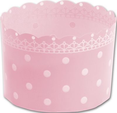 Pink Polka Dot Dessert Baking Cups, 2 1/4 x 1 3/4' - Gifts Baskets Wholesale Supplies Shop