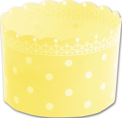 Yellow Polka Dot Dessert Baking Cups, 2 1/4 x 1 3/4' - Gifts Baskets Wholesale Supplies Shop