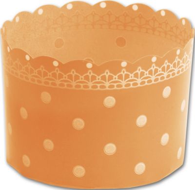 Orange Polka Dot Dessert Baking Cups, 2 1/4 x 1 3/4'