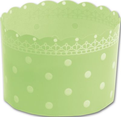 Green Polka Dot Dessert Baking Cups, 2 1/4 x 1 3/4' - Gifts Baskets Wholesale Supplies Shop