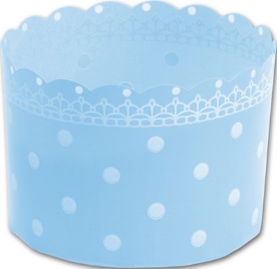 Blue Polka Dot Dessert Baking Cups, 2 1/4 x 1 3/4' - Gifts Baskets Wholesale Supplies Shop