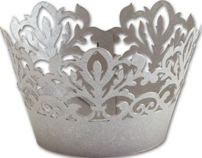 Silver Decorative Cupcake Wraps - Gifts Baskets Wholesale Supplies Shop