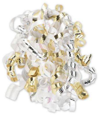 Silver & Gold Curly Bows, 1/4' Wide x 36' Long, 12 Strands - Gifts Baskets Wholesale Supplies Shop