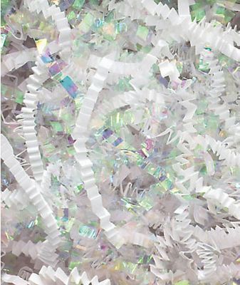White & Iridescent Metallic Crinkle Cut Blend Fill - Gifts Baskets Wholesale Supplies Shop