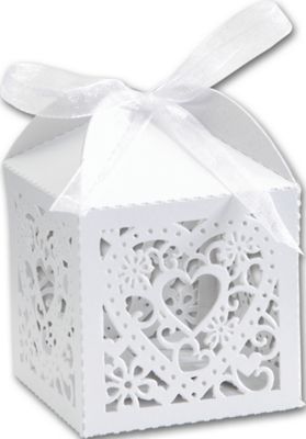 White Decorative Favor Boxes, 2 x 2 x 2 3/4' - Gifts Baskets Wholesale Supplies Shop
