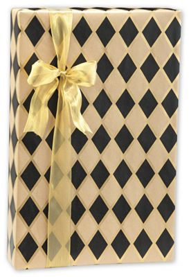 Black Diamonds/Kraft Gift Wrap, 24 x 100