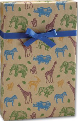 Animal Crackers/Kraft Gift Wrap, 24' x 100' - Gifts Baskets Wholesale Supplies Shop