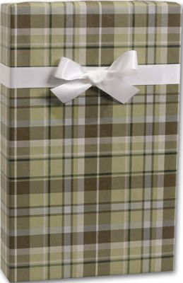 Kensington Plaid/Kraft Gift Wrap, 24' x 100' - Gifts Baskets Wholesale Supplies Shop