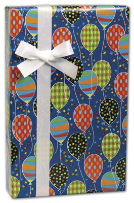 Party Balloons Gift Wrap, 24' x 417' - Gifts Baskets Wholesale Supplies Shop