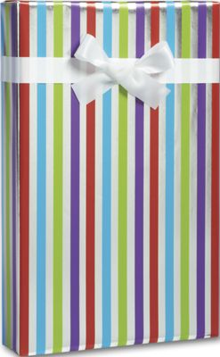 Carousel Stripe Metallized Gift Wrap, 24' x 417' - Gifts Baskets Wholesale Supplies Shop