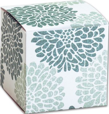 White, Teal & Aqua Floral Favor Boxes, 2 x 2 x 2' - Gifts Baskets Wholesale Supplies Shop