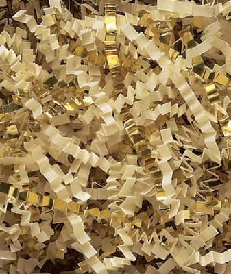 French Vanilla & Gold Metallic Crinkle Cut Blend Fill - Gifts Baskets Wholesale Supplies Shop