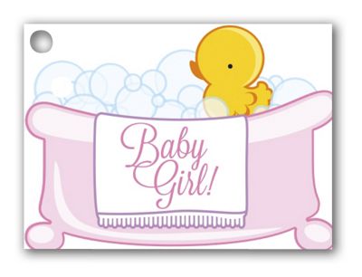 Baby Girl Bubbles Gift Tags, 3 3/4 x 2 3/4