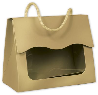 Gold Gourmet Gift Totes, 5 1/8 x 2 5/8 x 4 1/4' - Gifts Baskets Wholesale Supplies Shop