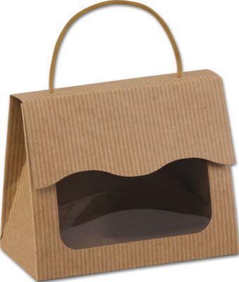 Kraft Stripes Gourmet Gift Totes, 5 1/8 x 2 5/8 x 4 1/4' - Gifts Baskets Wholesale Supplies Shop