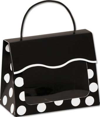 Black & White Dots Gourmet Gift Totes, 6 1/2x3 1/4x5 3/8' - Gifts Baskets Wholesale Supplies Shop