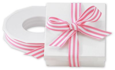 Grosgrain Stripe Pink Ribbon, 5/8' x 20 Yds - Gifts Baskets Wholesale Supplies Shop