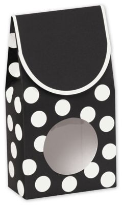 Black & White Dots Gourmet Window Boxes - Gifts Baskets Wholesale Supplies Shop
