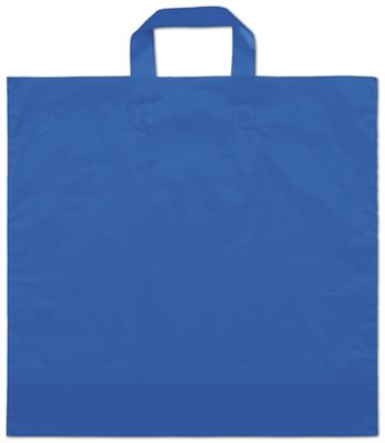 Dark Blue Frosted Economy Shoppers, 16 x 15' + 6 BG - Gifts Baskets Wholesale Supplies Shop