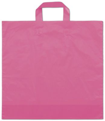 Hot Pink Frosted Economy Shoppers, 16 x 15' + 6 BG - Gifts Baskets Wholesale Supplies Shop