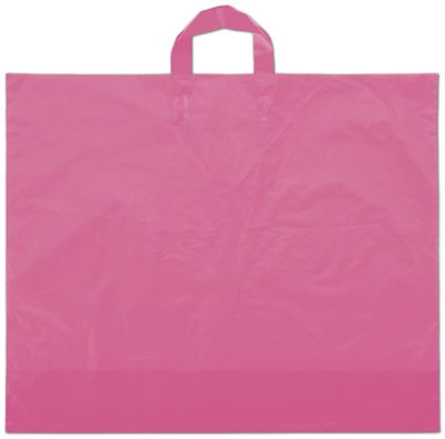 Hot Pink Frosted Economy Shoppers, 22 x 18' + 8 BG - Gifts Baskets Wholesale Supplies Shop